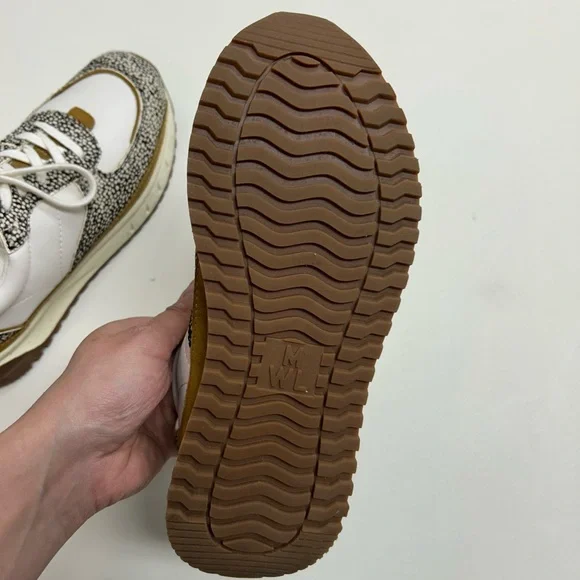 Madewell White Sneakers with Black Speckle and Brown Accents - Picture 9 of 11
